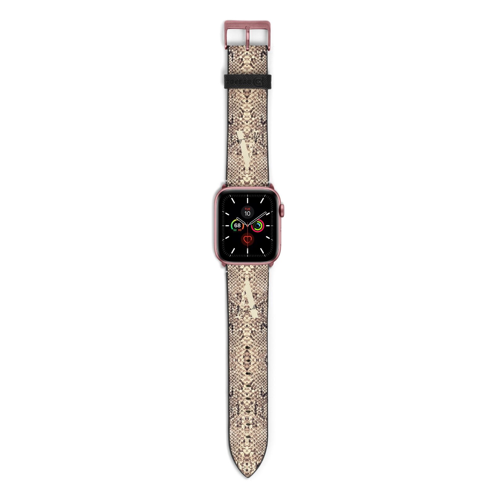 Personalised Snake Skin Effect Apple Watch Strap with Rose Gold Hardware