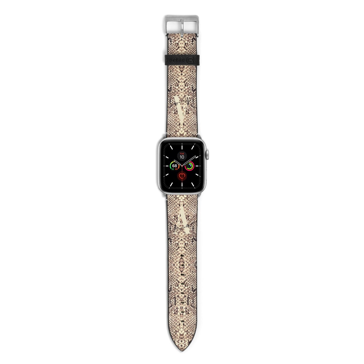 Personalised Snake Skin Effect Apple Watch Strap with Silver Hardware