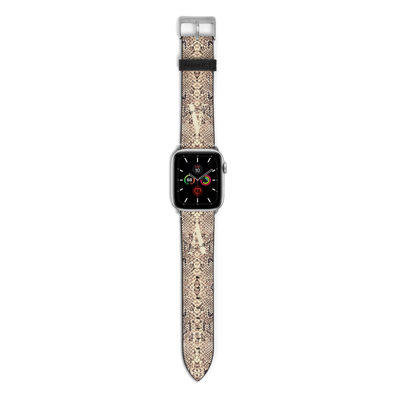 Personalised Snake Skin Effect Apple Watch Strap with Silver Hardware