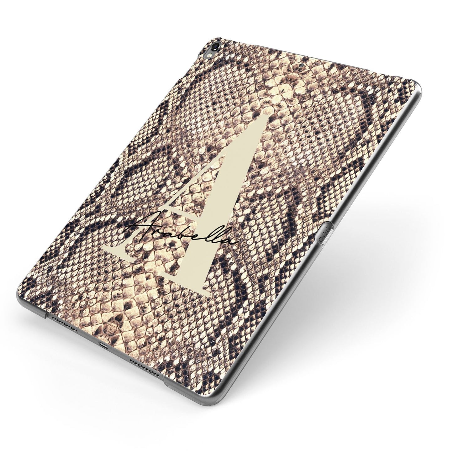 Personalised Snake Skin Effect Apple iPad Case on Grey iPad Side View