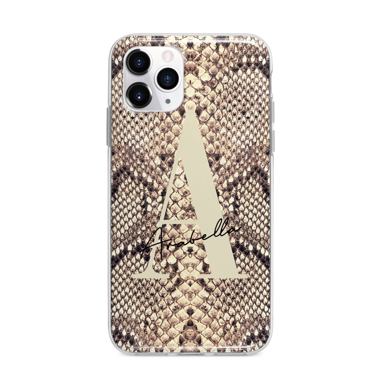 Personalised Snake Skin Effect Apple iPhone 11 Pro in Silver with Bumper Case