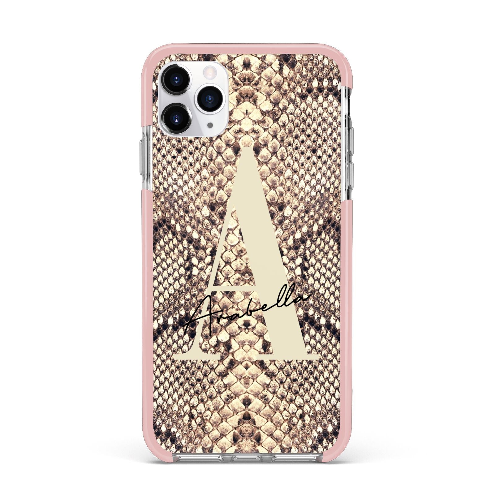 Personalised Snake Skin Effect iPhone 11 Pro Max Impact Pink Edge Case