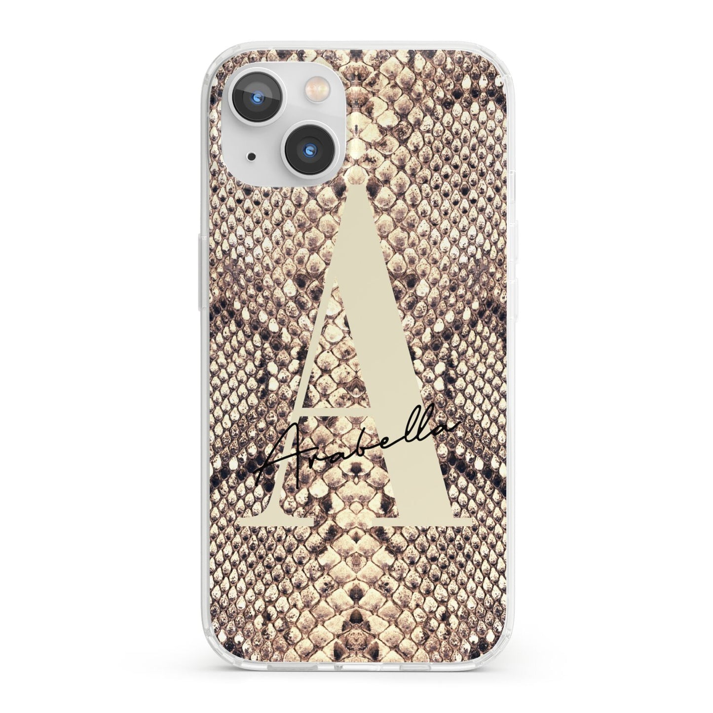 Personalised Snake Skin Effect iPhone 13 Clear Bumper Case