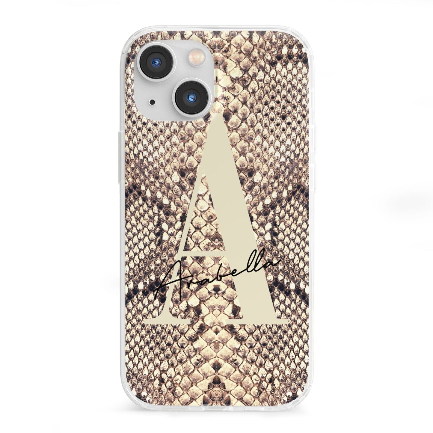 Personalised Snake Skin Effect iPhone 13 Mini Clear Bumper Case