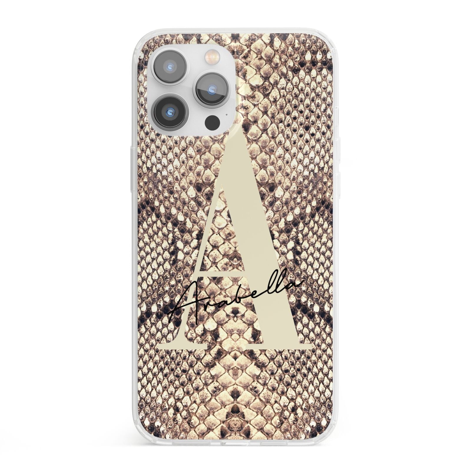 Personalised Snake Skin Effect iPhone 13 Pro Max Clear Bumper Case
