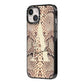 Personalised Snake Skin Effect iPhone 14 Black Impact Case Side Angle on Silver phone