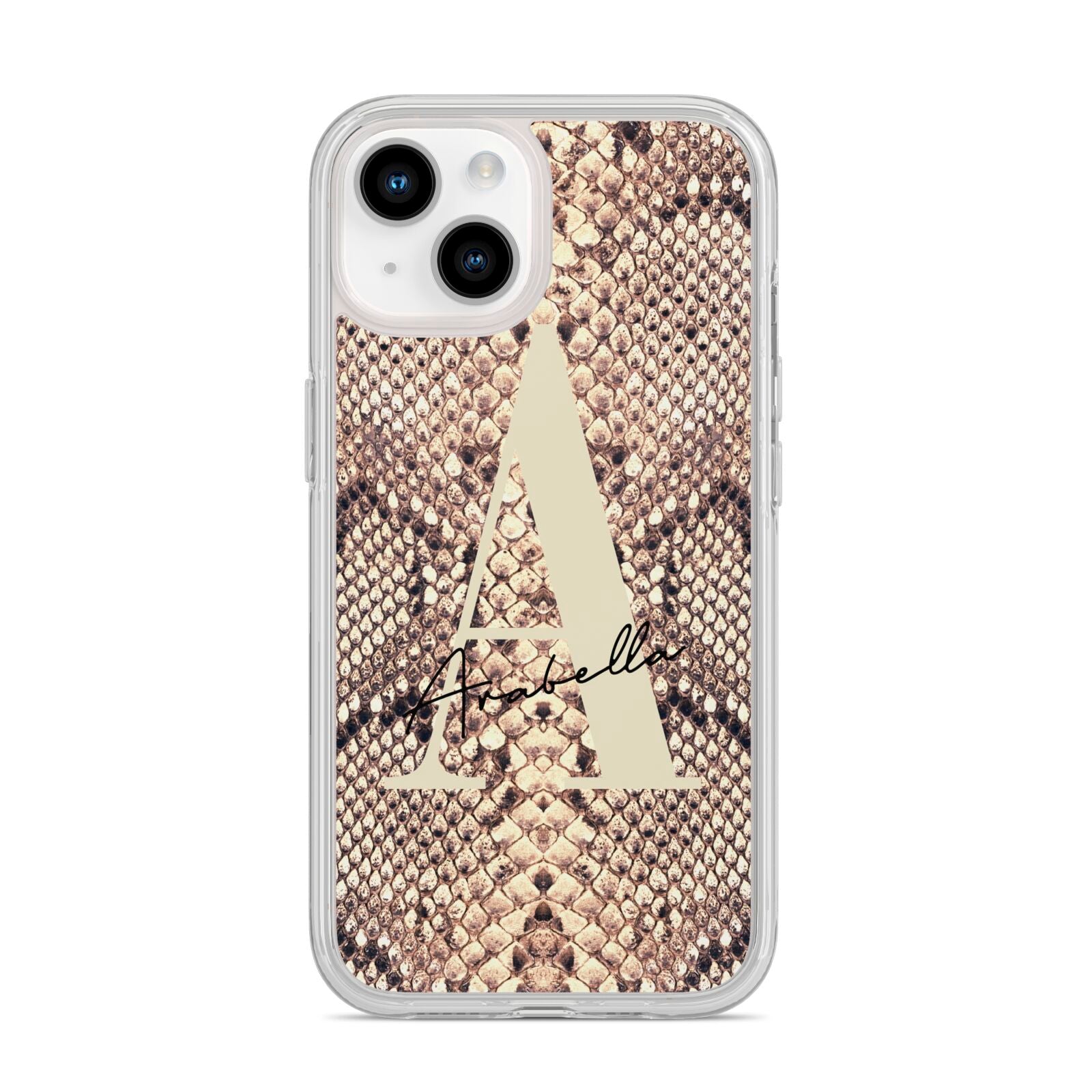 Personalised Snake Skin Effect iPhone 14 Clear Tough Case Starlight
