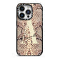 Personalised Snake Skin Effect iPhone 14 Pro Black Impact Case on Silver phone