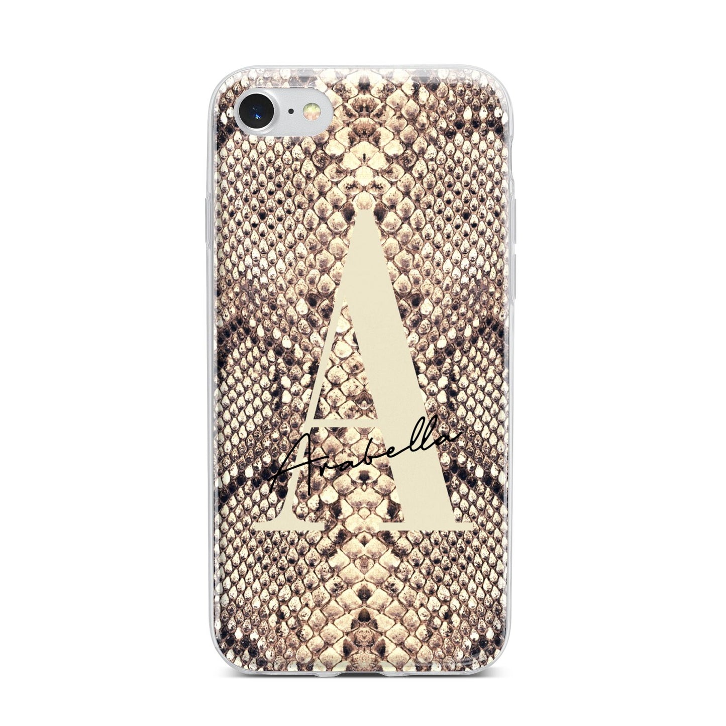 Personalised Snake Skin Effect iPhone 7 Bumper Case on Silver iPhone