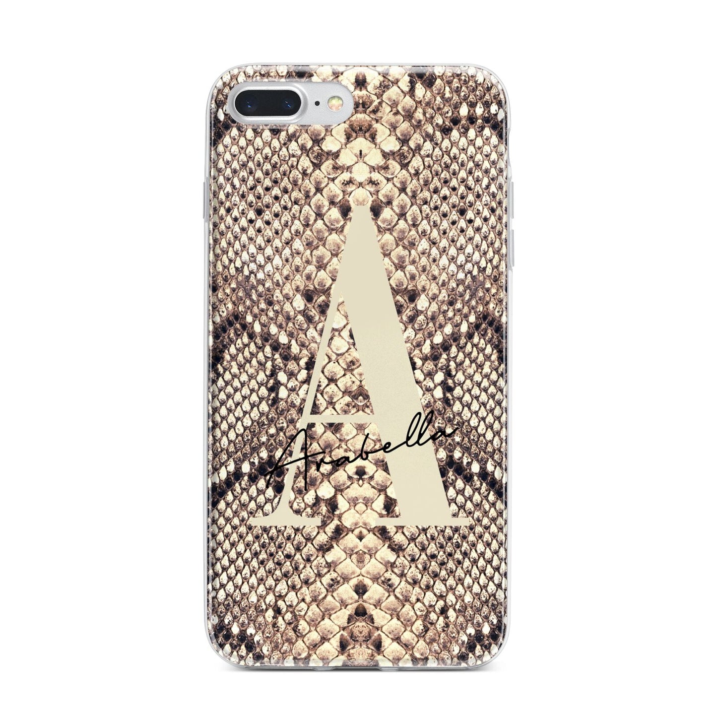 Personalised Snake Skin Effect iPhone 7 Plus Bumper Case on Silver iPhone