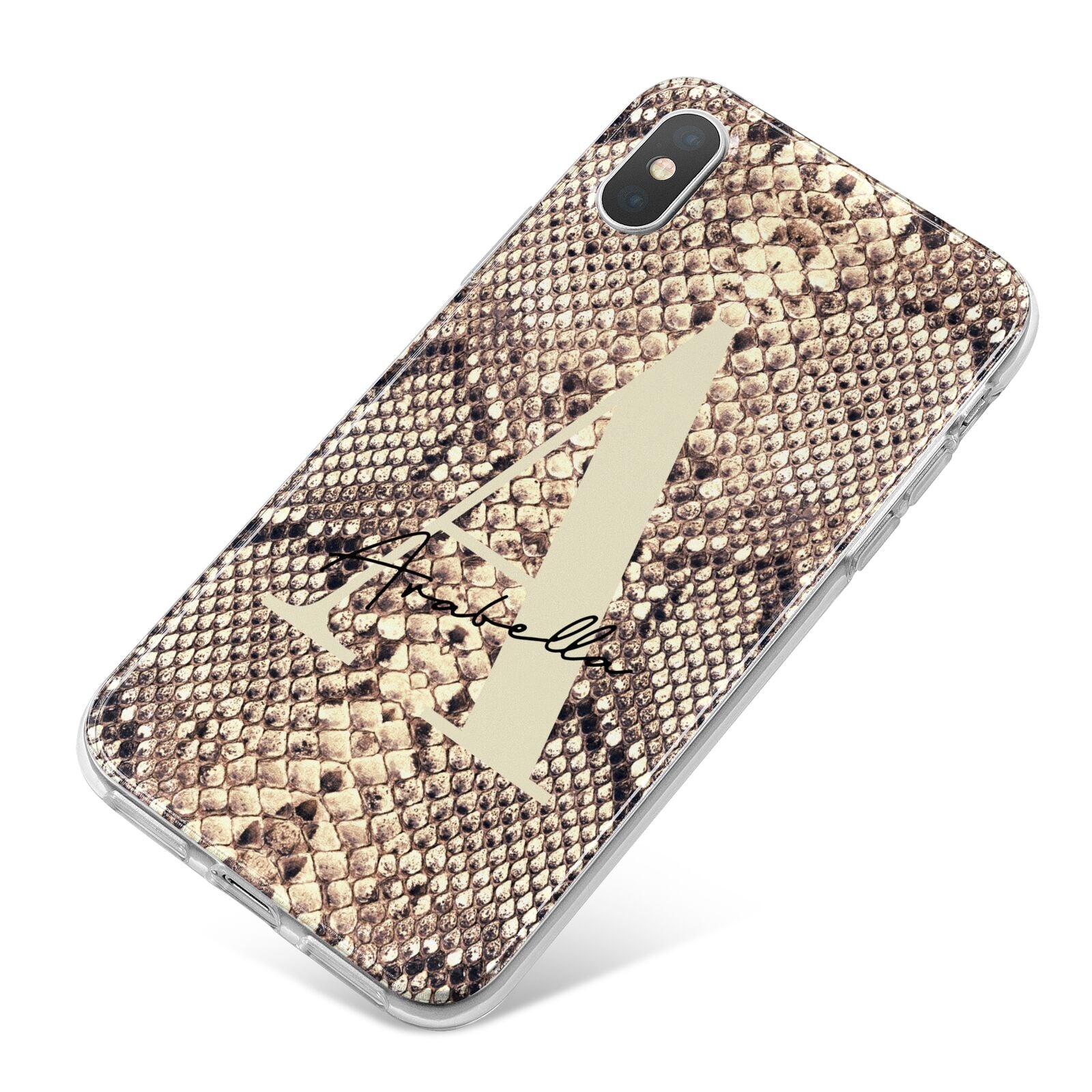Personalised Snake Skin Effect iPhone X Bumper Case on Silver iPhone