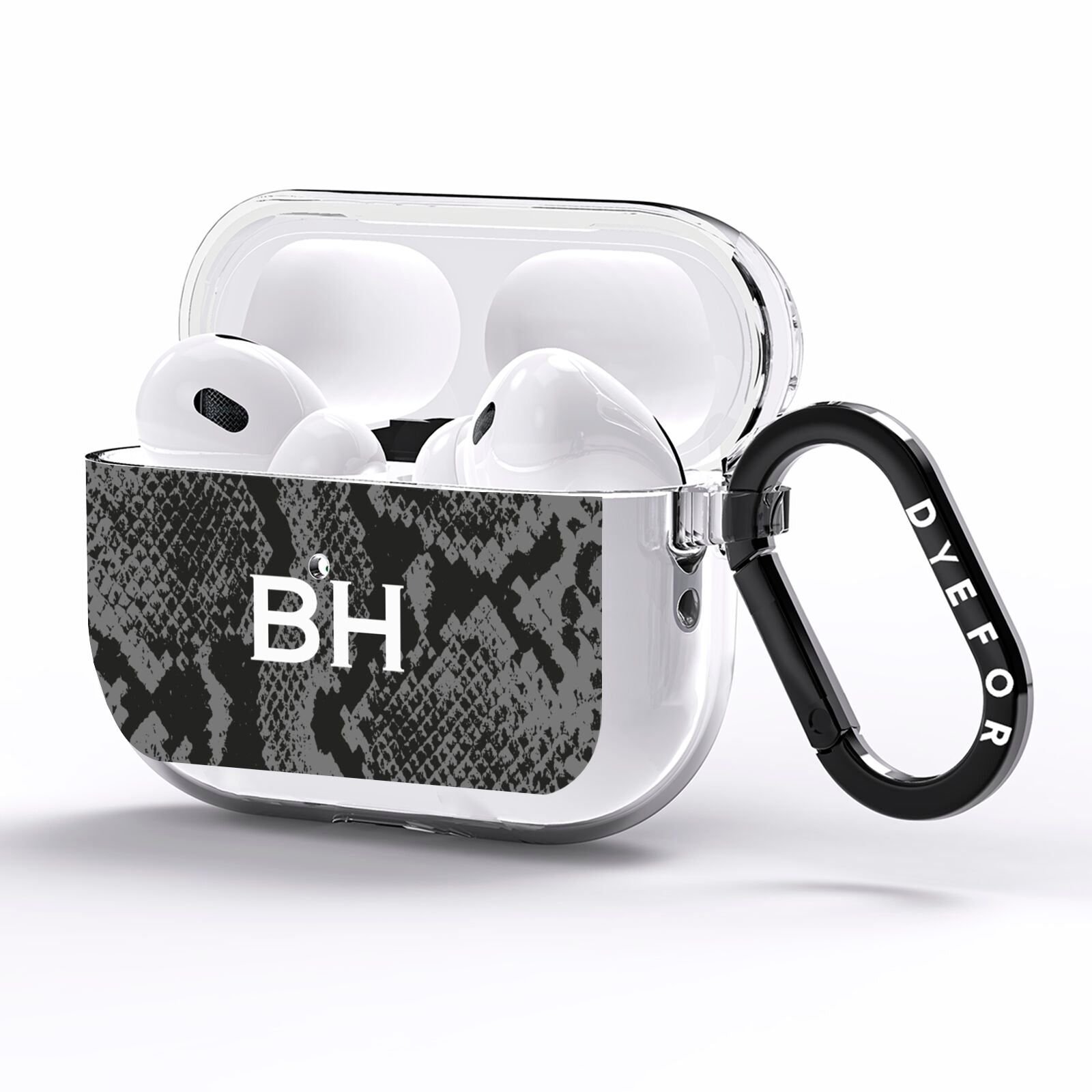 Personalised Snakeskin AirPods Pro Clear Case Side Image