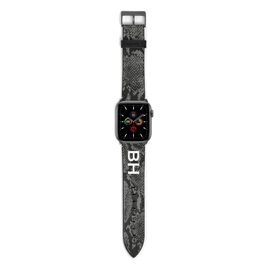 Personalised Snakeskin Apple Watch Strap with Space Grey Hardware