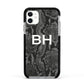 Personalised Snakeskin Apple iPhone 11 in White with Black Impact Case
