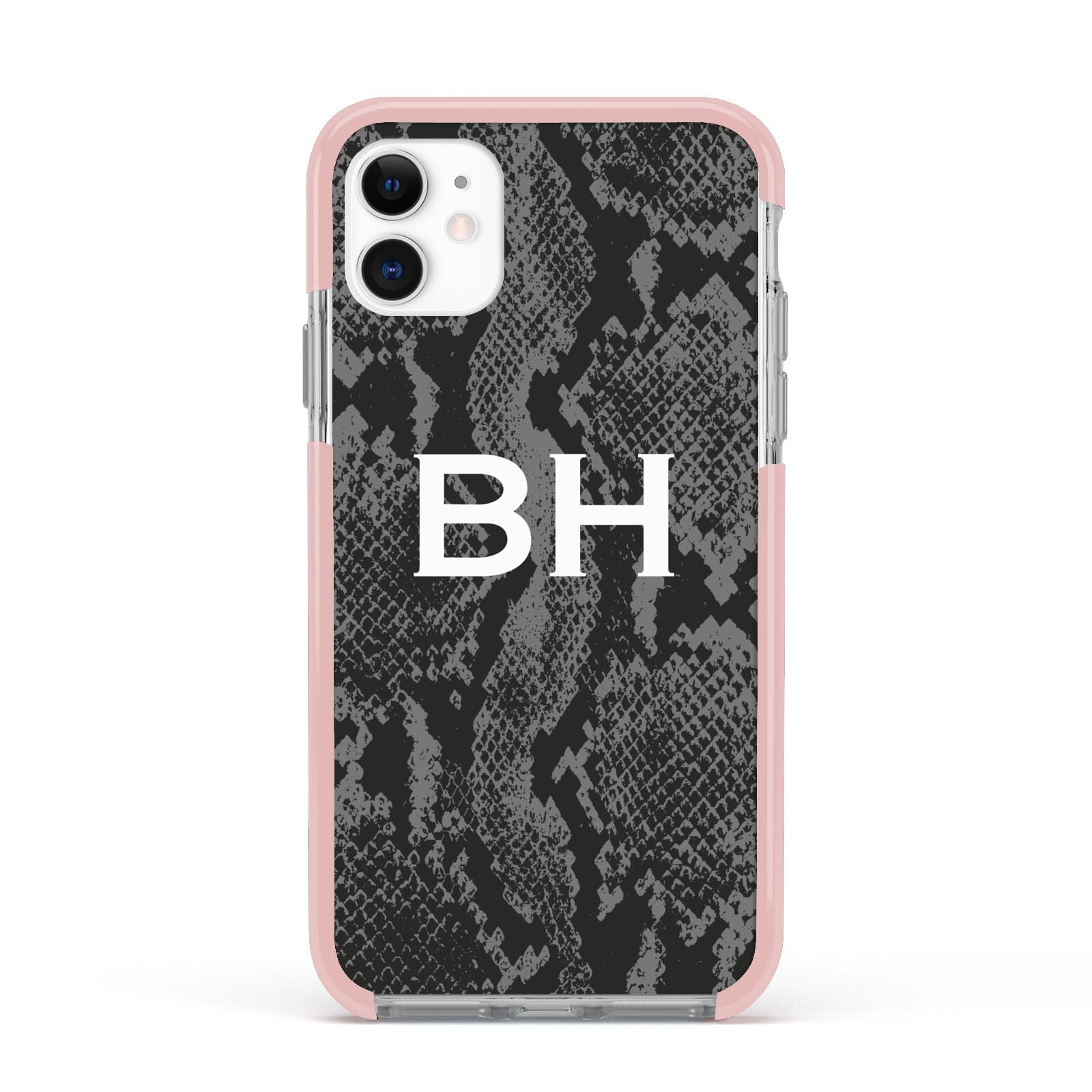 Personalised Snakeskin Apple iPhone 11 in White with Pink Impact Case