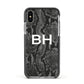 Personalised Snakeskin Apple iPhone Xs Impact Case Black Edge on Silver Phone