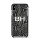 Personalised Snakeskin Apple iPhone Xs Max Impact Case Black Edge on Silver Phone