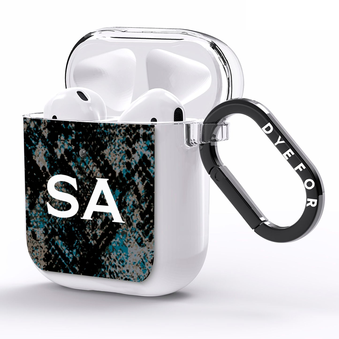 Personalised Snakeskin Effect AirPods Clear Case Side Image