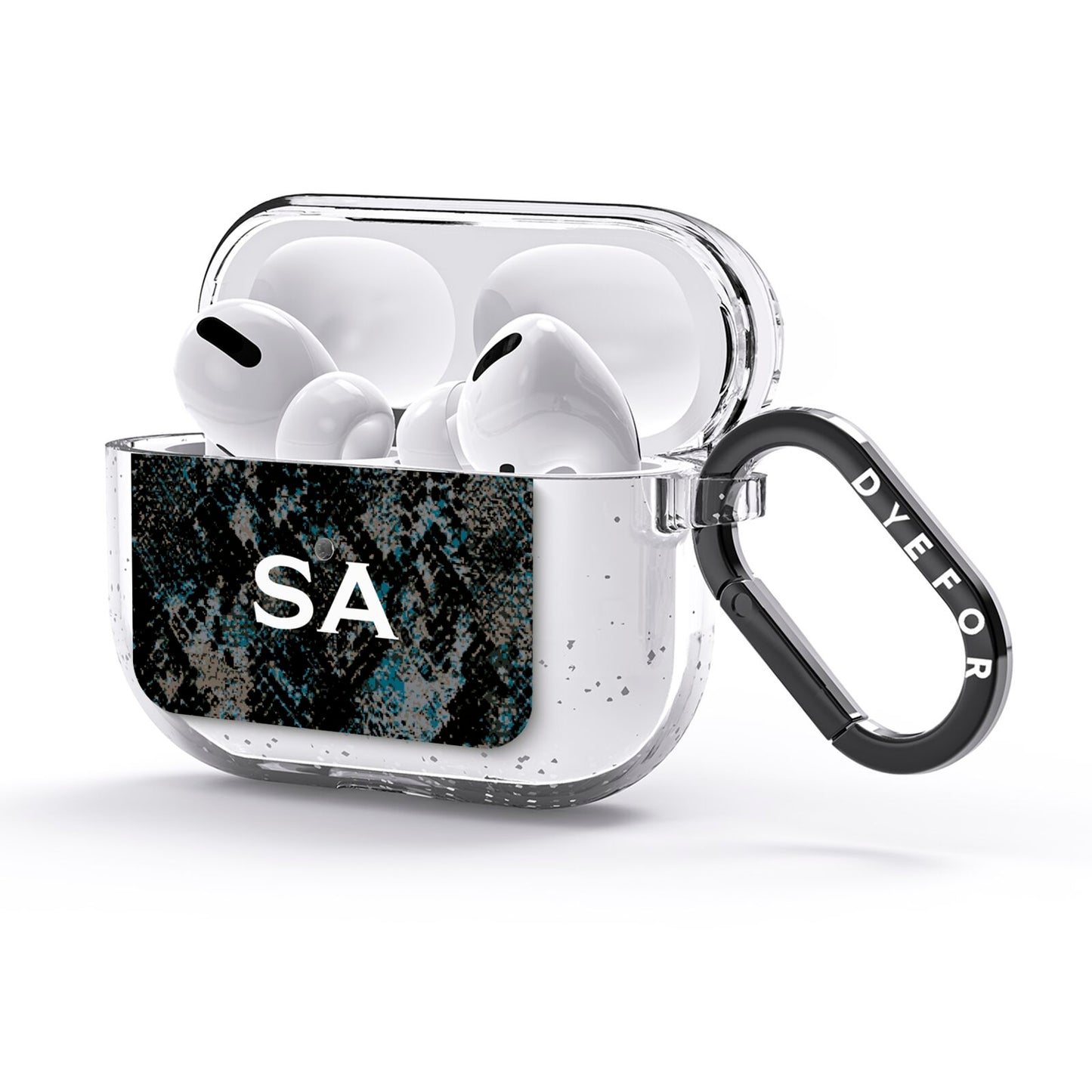 Personalised Snakeskin Effect AirPods Glitter Case 3rd Gen Side Image