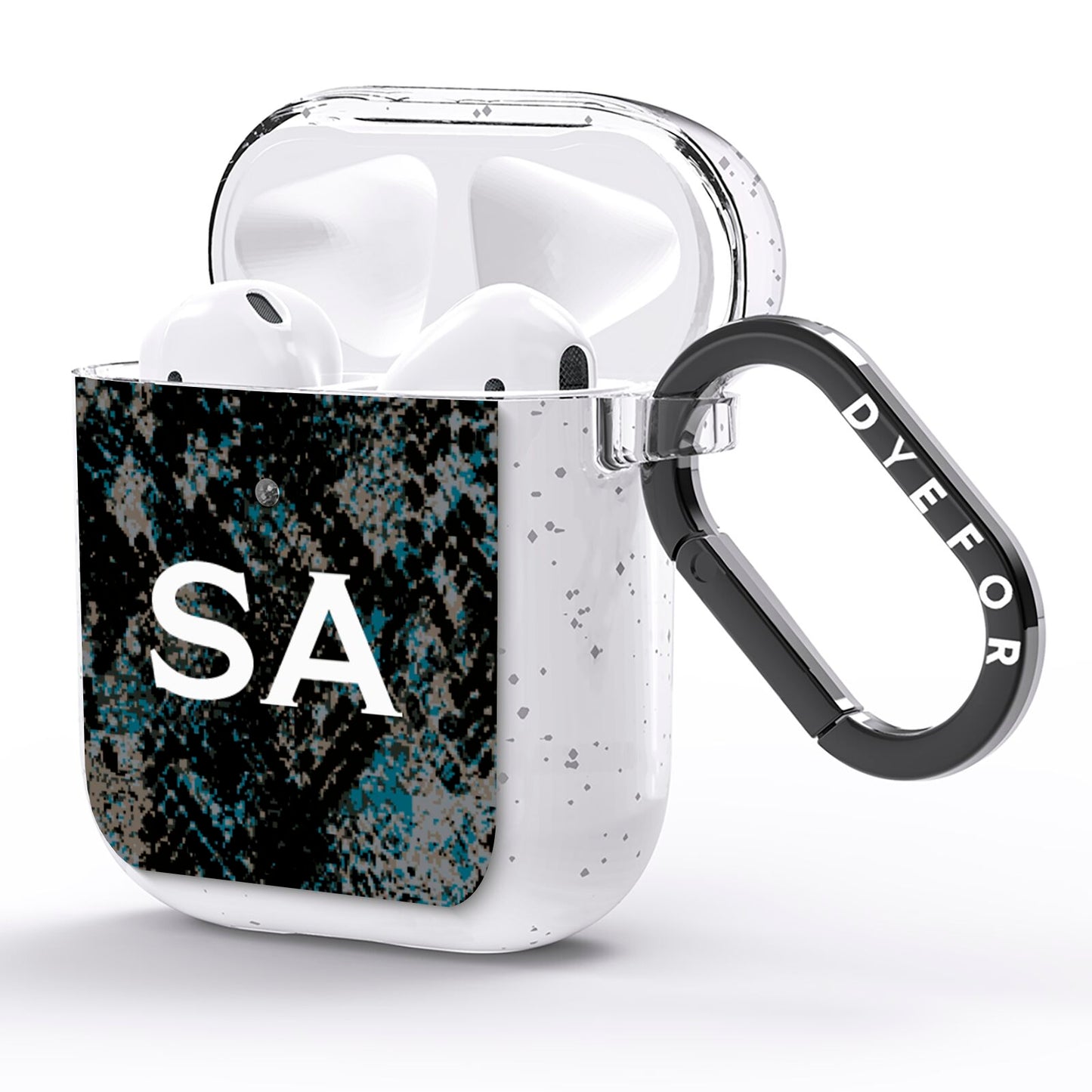 Personalised Snakeskin Effect AirPods Glitter Case Side Image