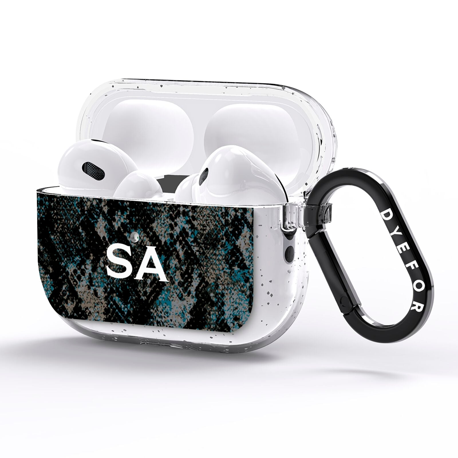 Personalised Snakeskin Effect AirPods Pro Glitter Case Side Image