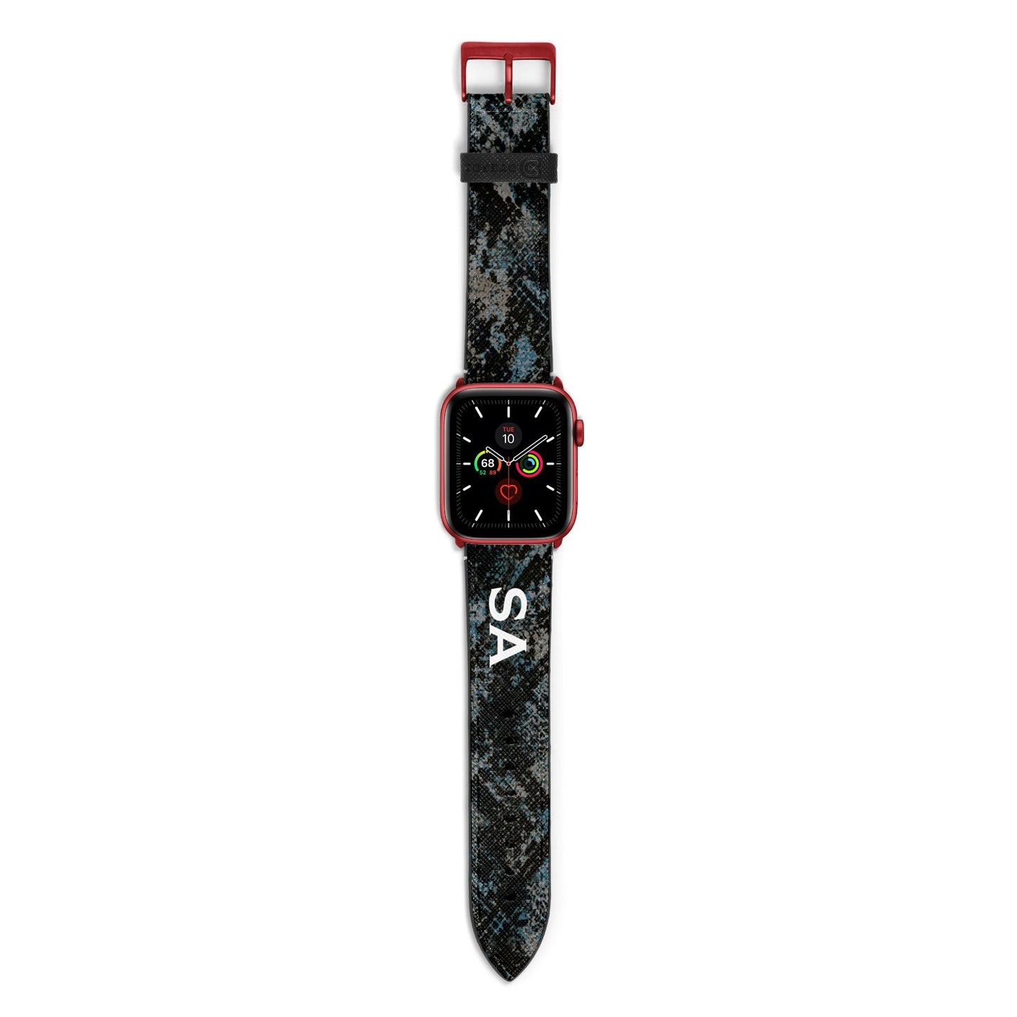 Personalised Snakeskin Effect Apple Watch Strap with Red Hardware