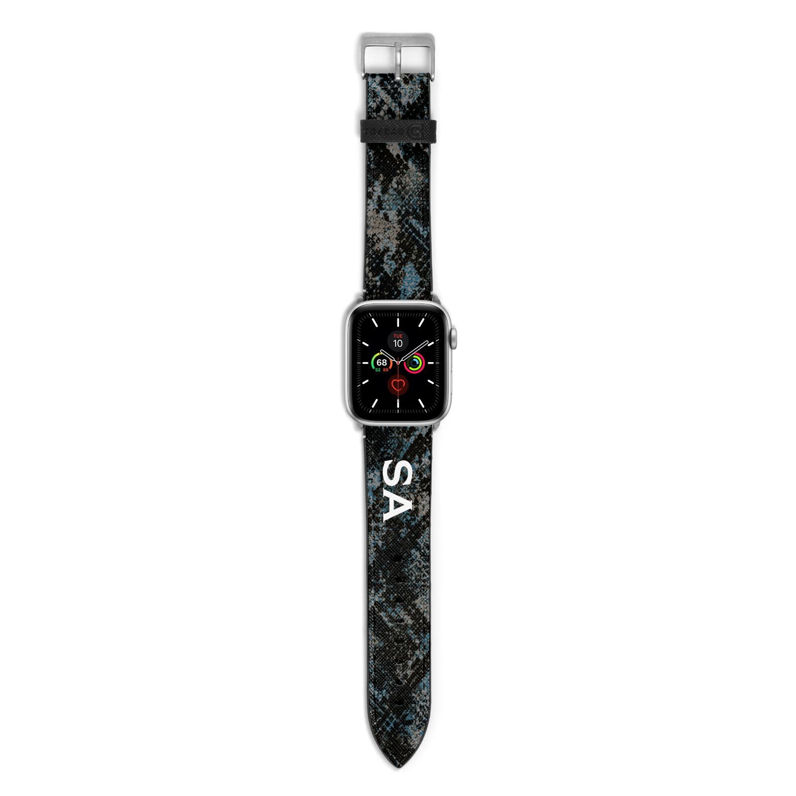 Personalised Snakeskin Effect Apple Watch Strap with Silver Hardware