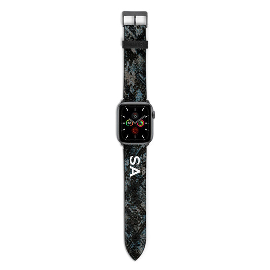 Personalised Snakeskin Effect Apple Watch Strap with Space Grey Hardware