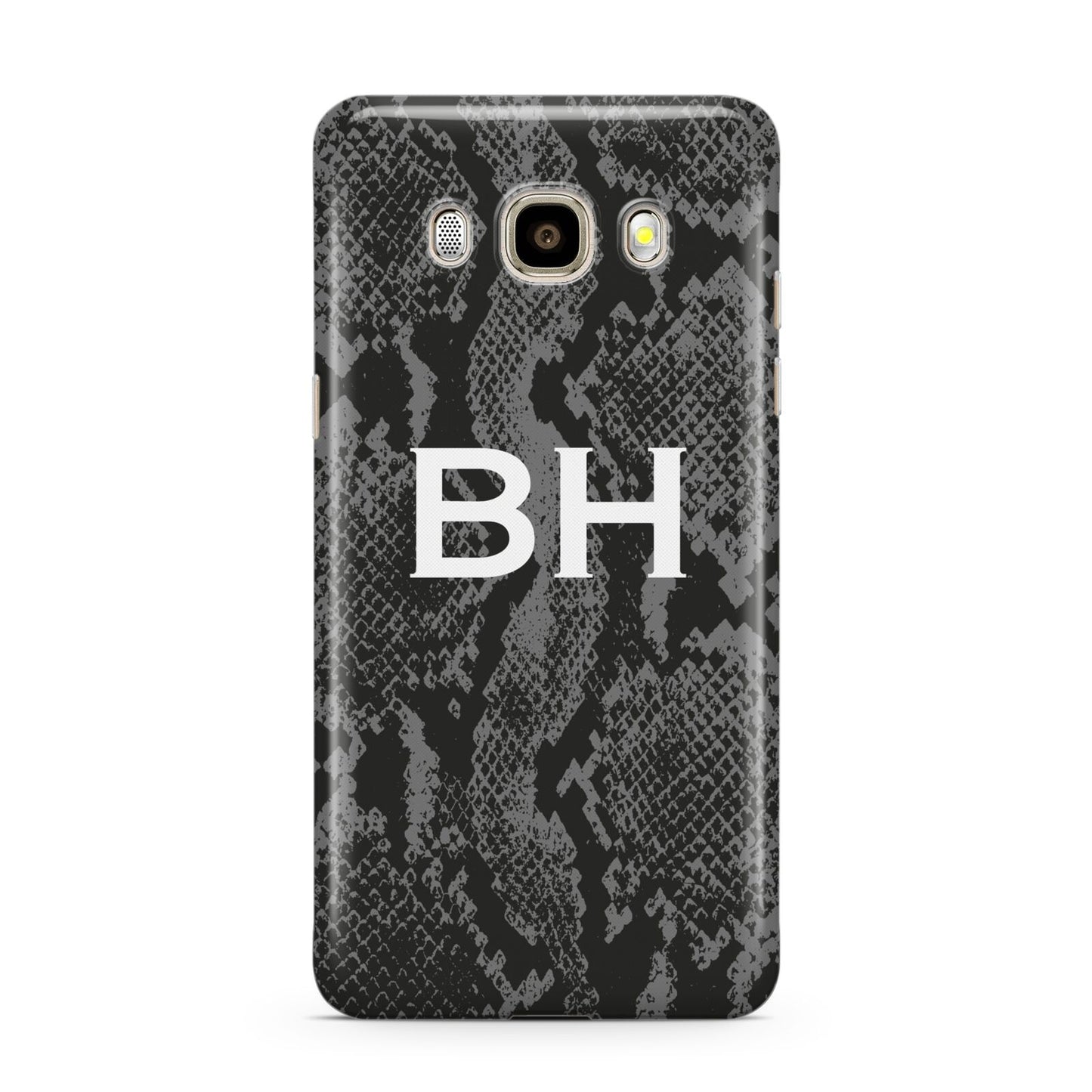 Personalised Snakeskin Samsung Galaxy J7 2016 Case on gold phone