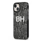 Personalised Snakeskin iPhone 13 Black Impact Case Side Angle on Silver phone