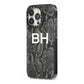 Personalised Snakeskin iPhone 13 Pro Black Impact Case Side Angle on Silver phone