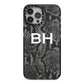 Personalised Snakeskin iPhone 13 Pro Max Black Impact Case on Silver phone