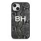 Personalised Snakeskin iPhone 14 Black Impact Case on Silver phone