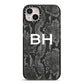 Personalised Snakeskin iPhone 14 Plus Black Impact Case on Silver phone