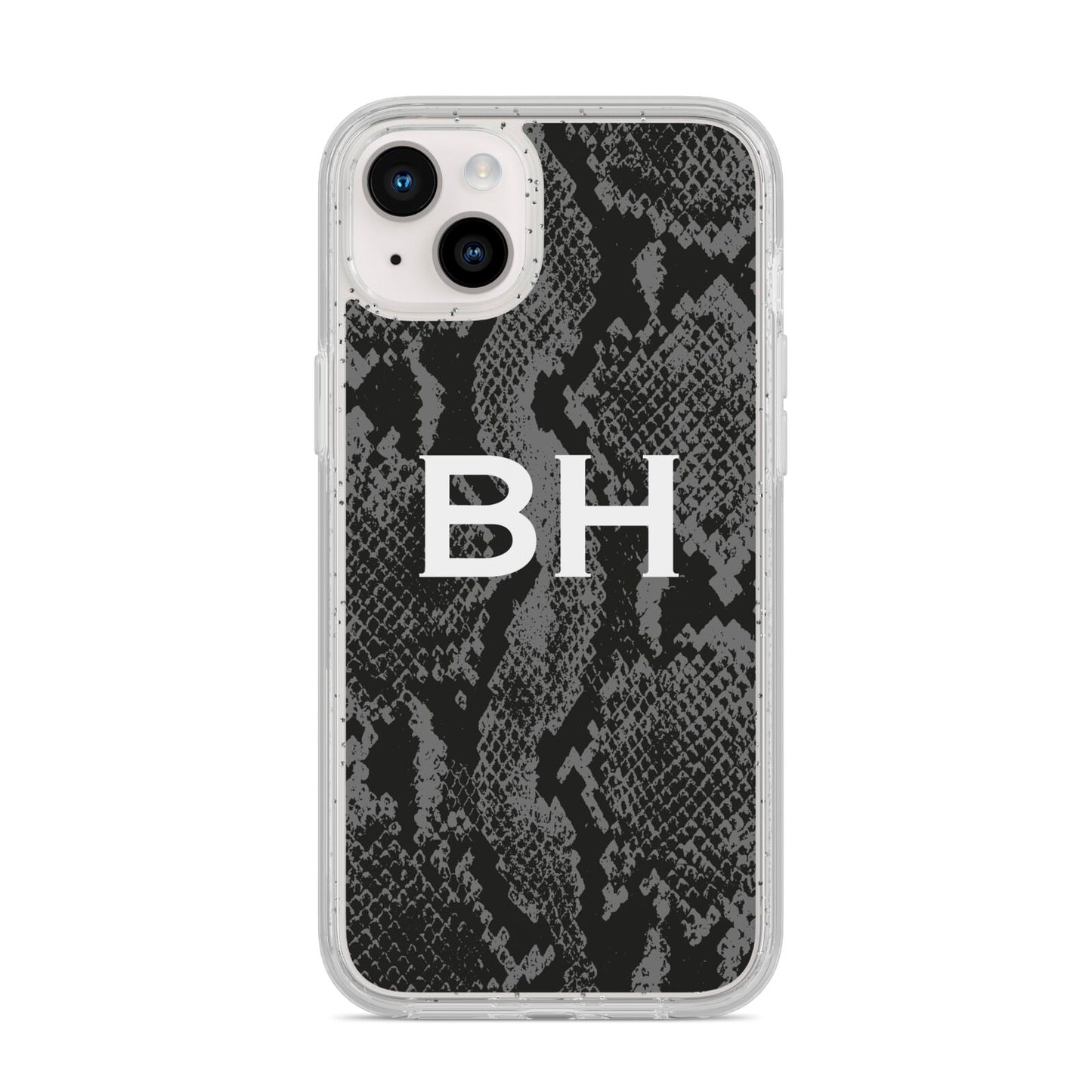 Personalised Snakeskin iPhone 14 Plus Glitter Tough Case Starlight