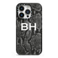 Personalised Snakeskin iPhone 14 Pro Black Impact Case on Silver phone
