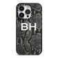 Personalised Snakeskin iPhone 14 Pro Black Impact Case on Silver phone