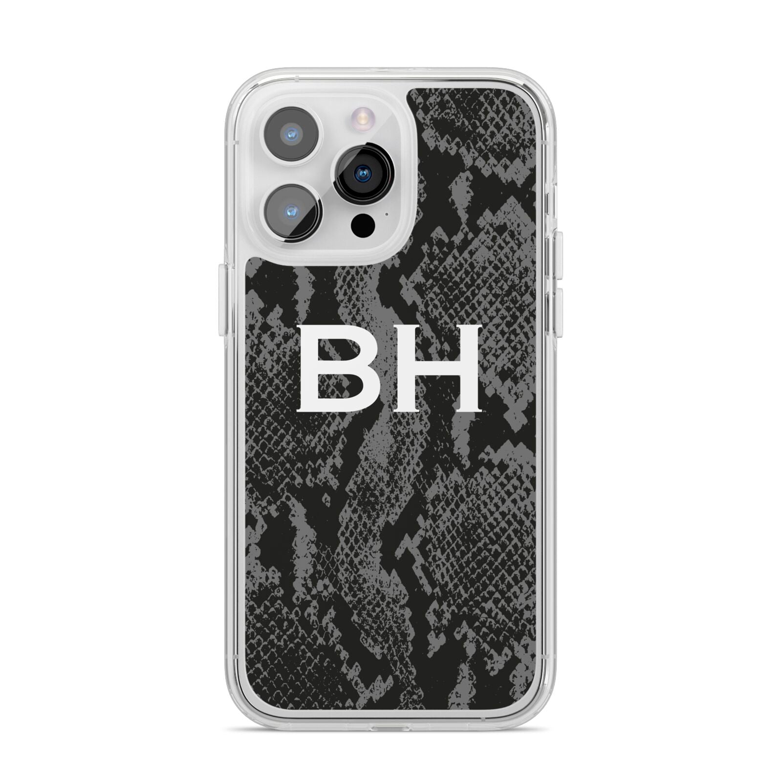 Personalised Snakeskin iPhone 14 Pro Max Clear Tough Case Silver