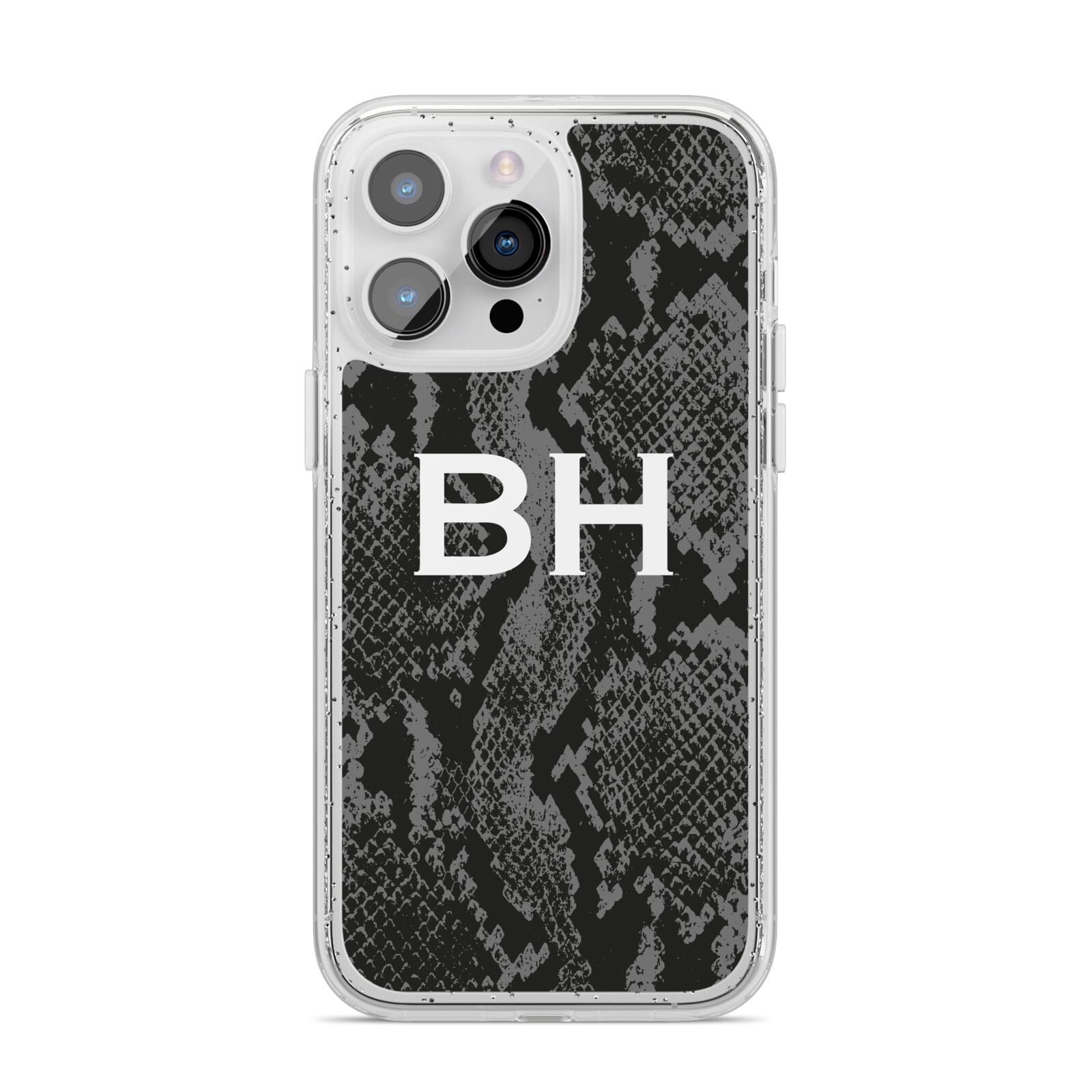 Personalised Snakeskin iPhone 14 Pro Max Glitter Tough Case Silver
