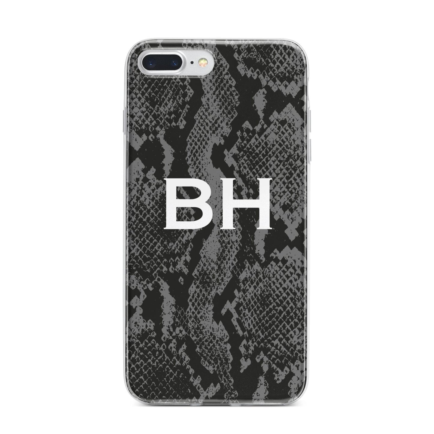 Personalised Snakeskin iPhone 7 Plus Bumper Case on Silver iPhone