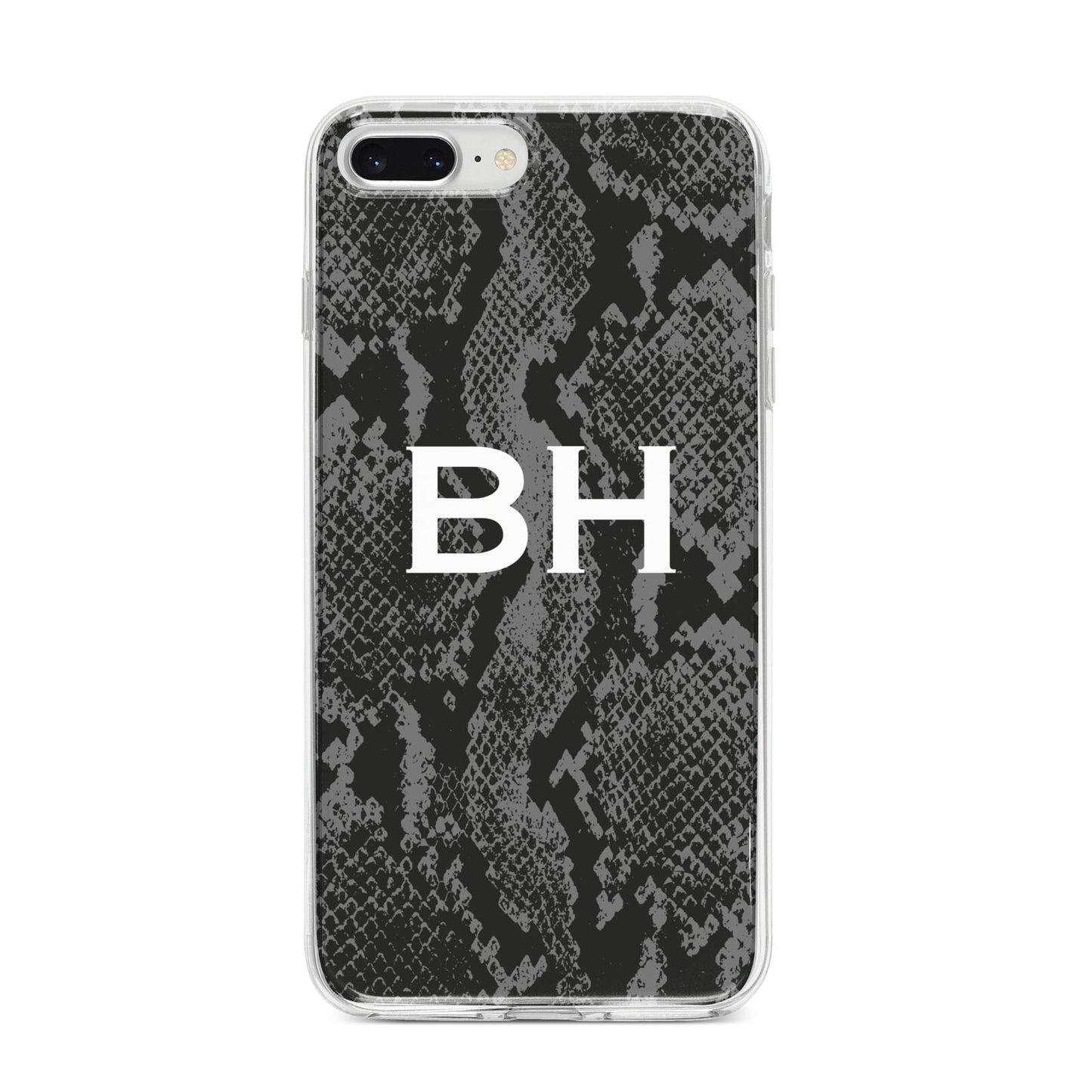 Personalised Snakeskin iPhone 8 Plus Bumper Case on Silver iPhone