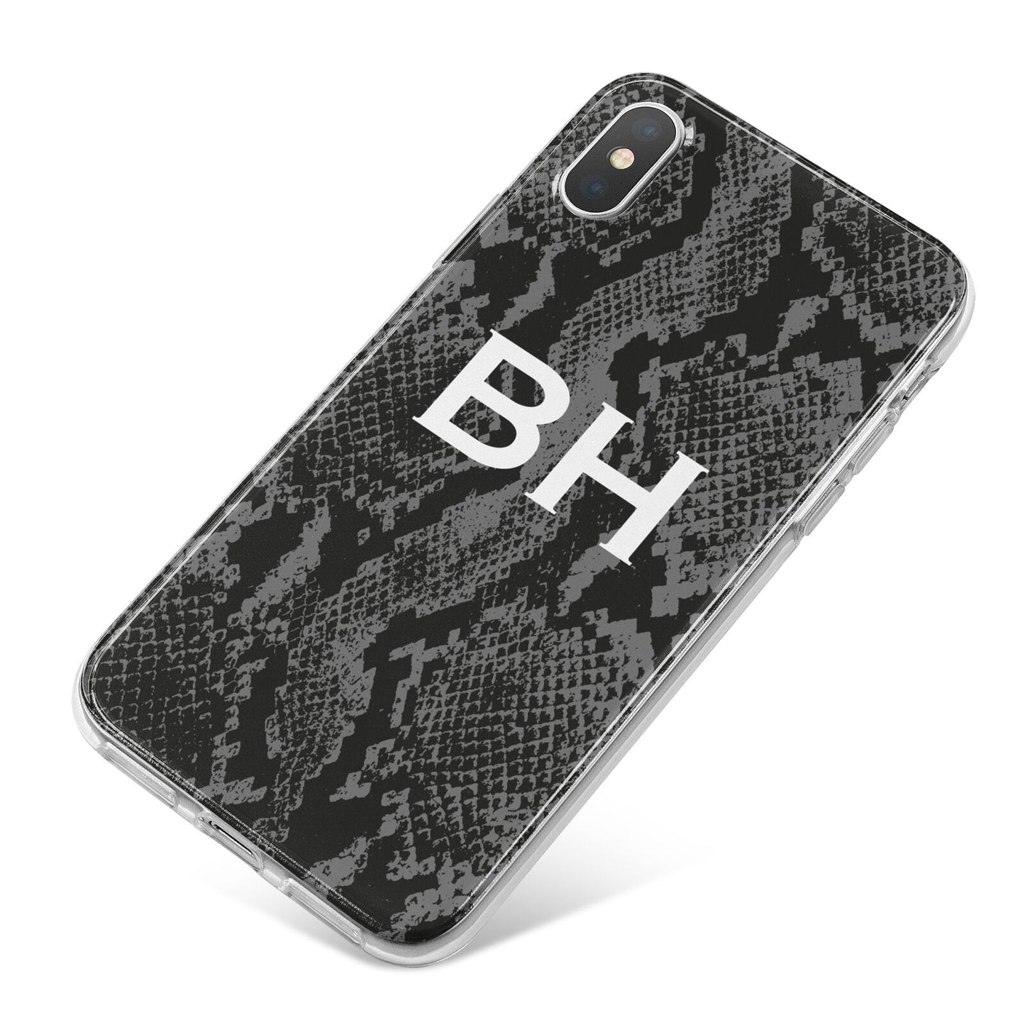 Personalised Snakeskin iPhone X Bumper Case on Silver iPhone