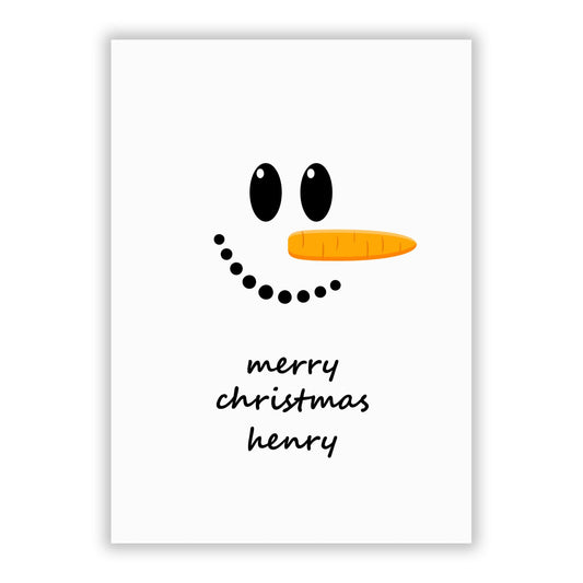 Personalised Snowman A5 Flat Greetings Card