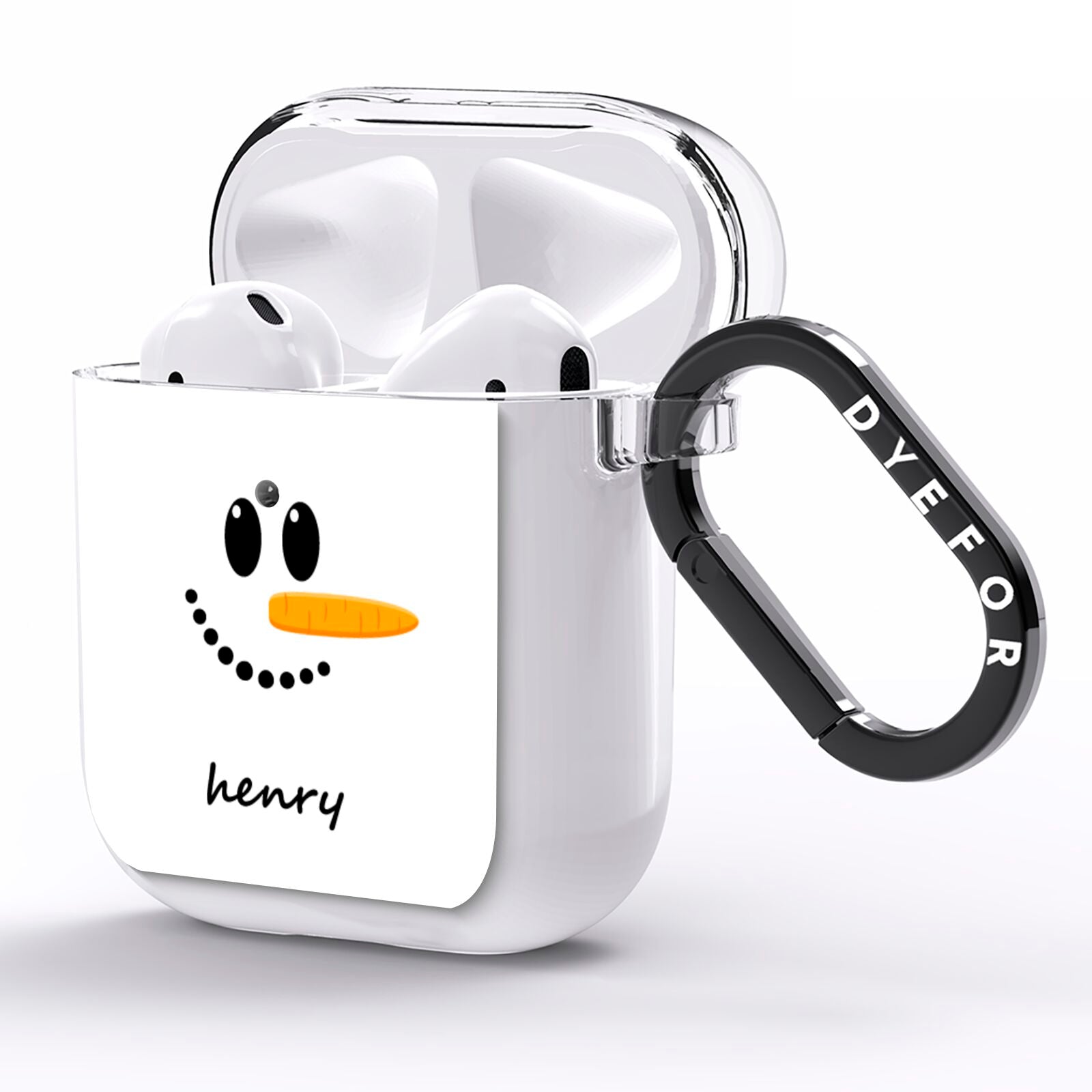Personalised Snowman AirPods Clear Case Side Image
