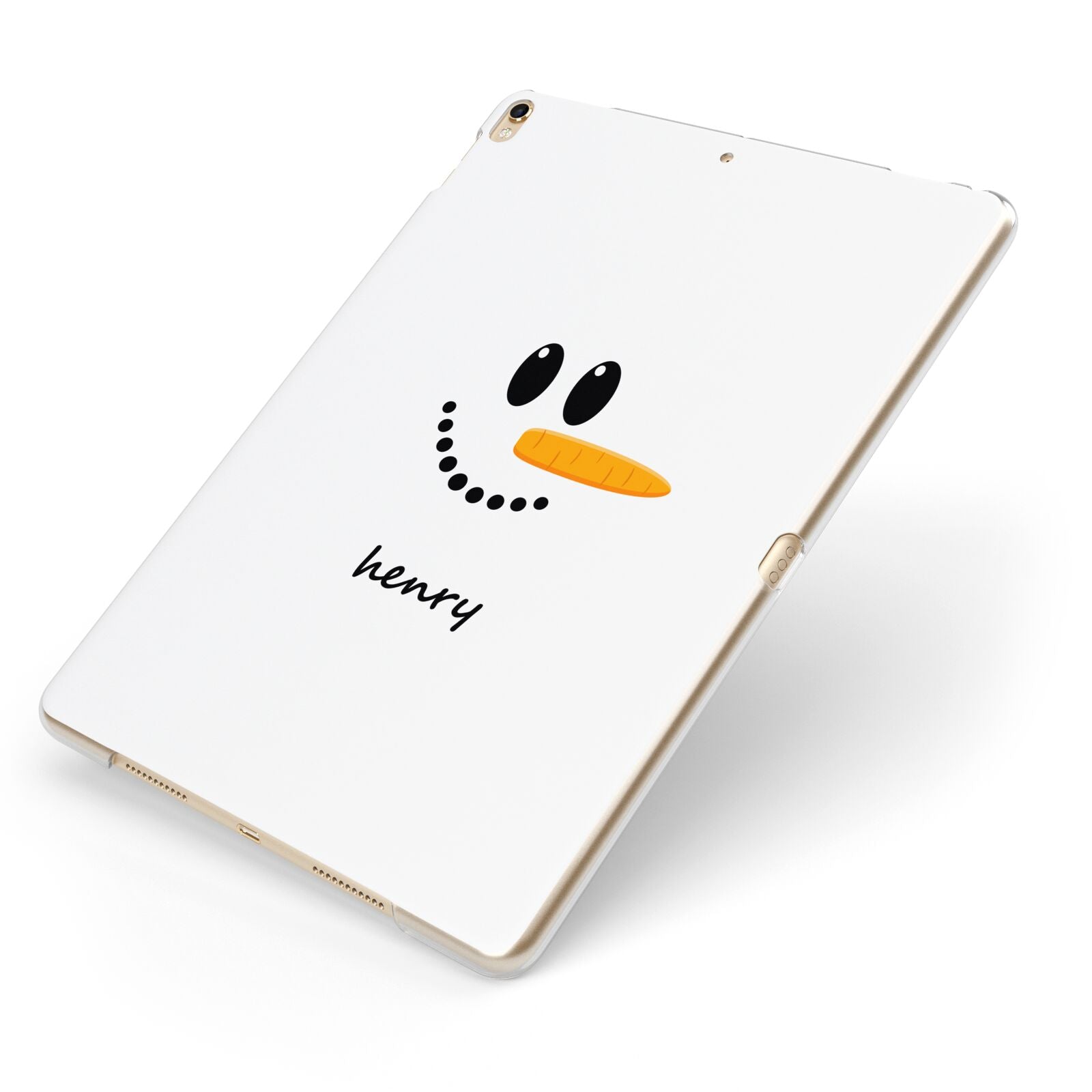 Personalised Snowman Apple iPad Case on Gold iPad Side View