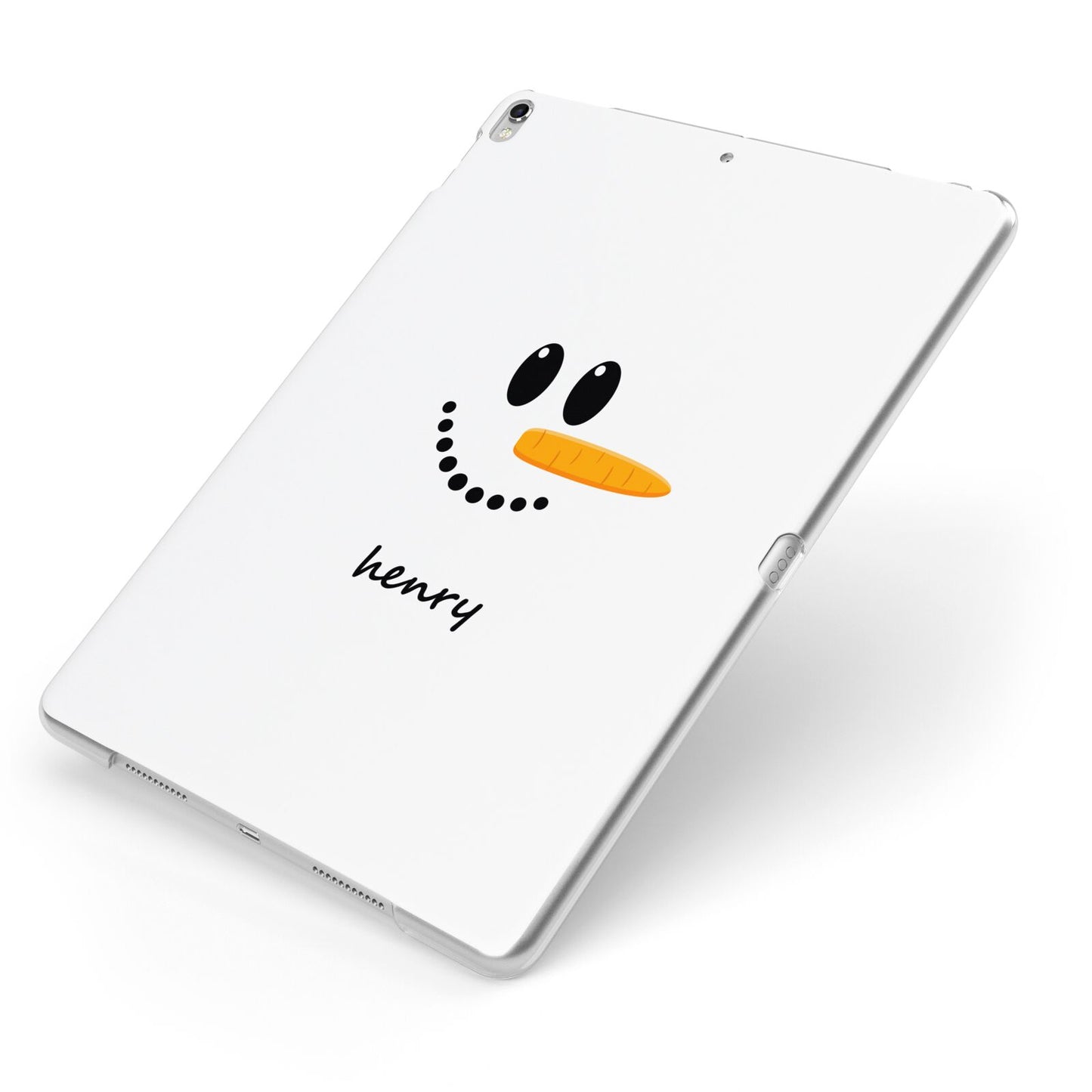 Personalised Snowman Apple iPad Case on Silver iPad Side View