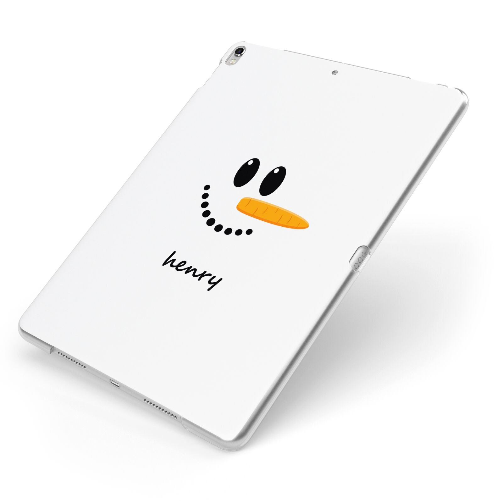 Personalised Snowman Apple iPad Case on Silver iPad Side View