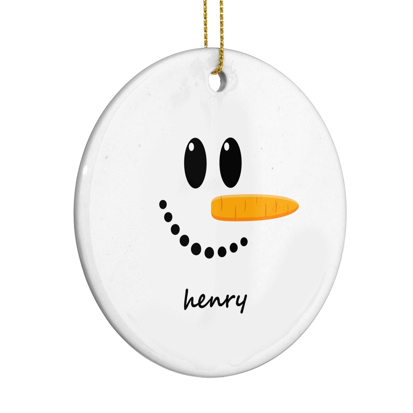 Personalised Snowman Circle Decoration Side Angle