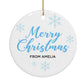 Personalised Snowman Face Circle Decoration Back Image
