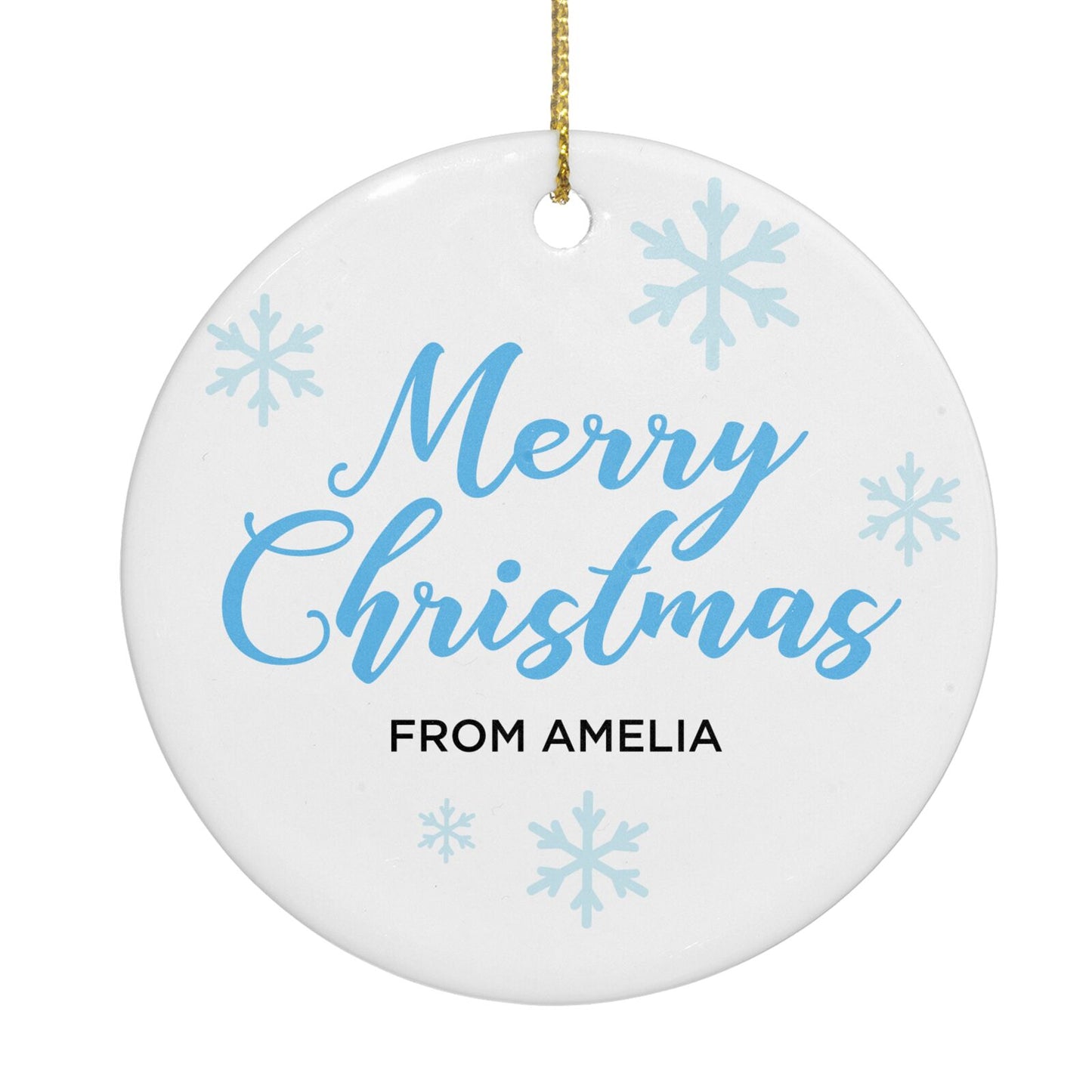 Personalised Snowman Face Circle Decoration Back Image